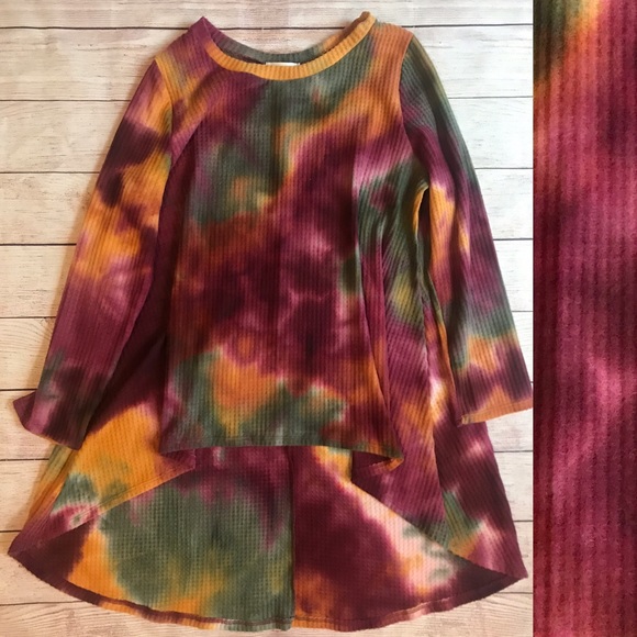 NWT Boutique Tie Dye Waffle Hi-Lo Knit Top S - 3XL - Picture 2 of 7